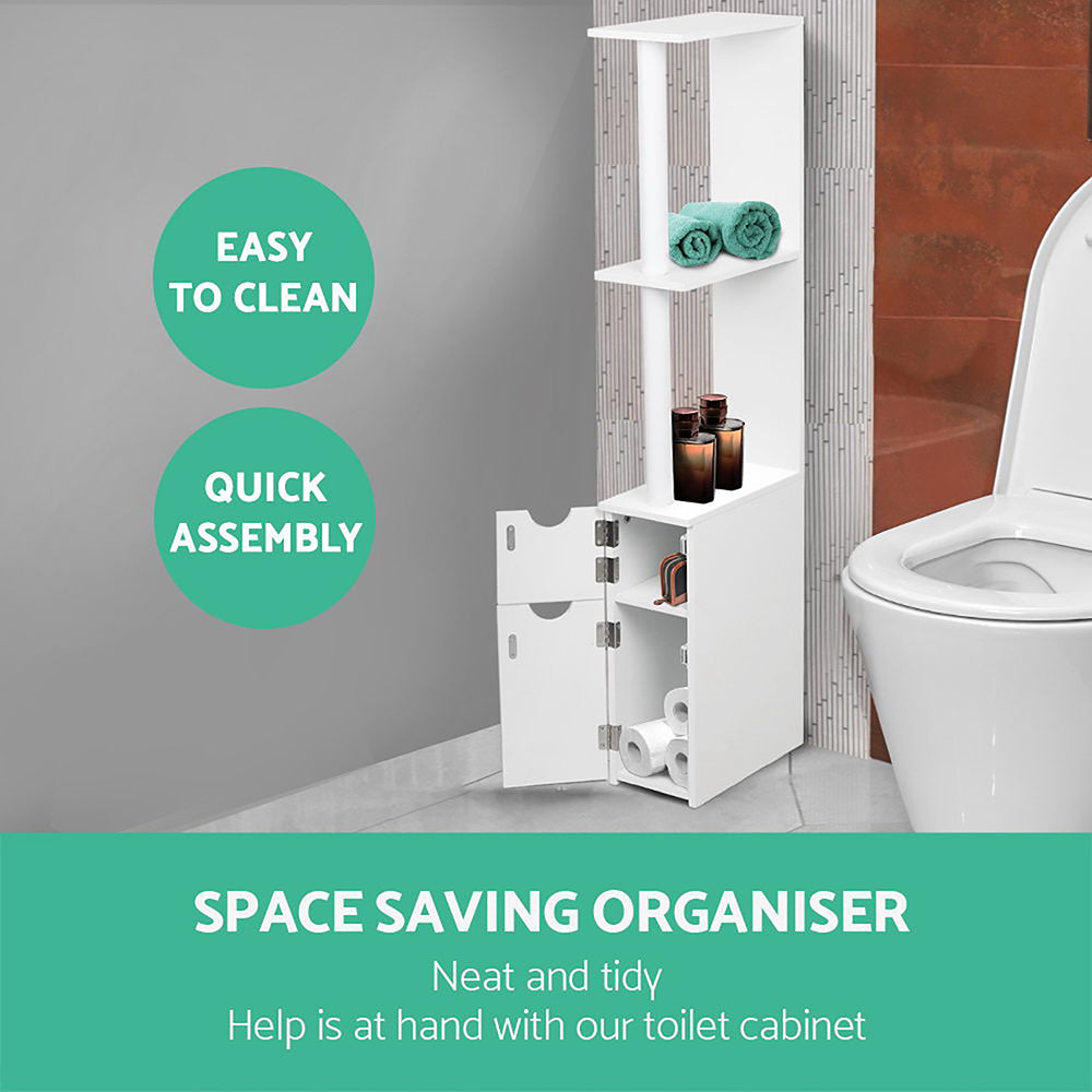 Contemporary 118cm Bathroom Storage Cabinet Freestanding White