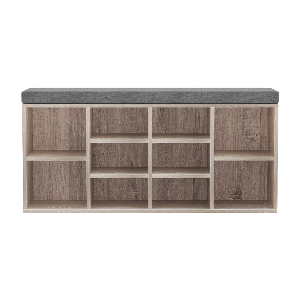 BOA Shoe Rack Cabinet Bench Pine Grey Fabric Seat