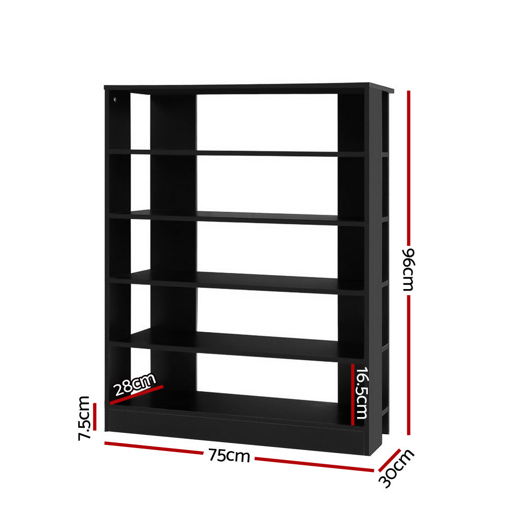 Artiss 6-Tier Shoe Rack Cabinet Black 30-Pair Storage