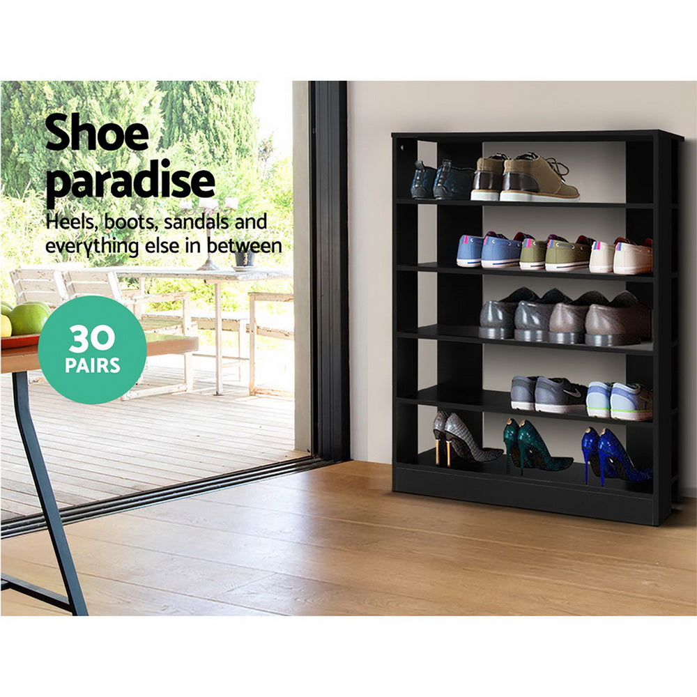 Artiss 6-Tier Shoe Rack Cabinet Black 30-Pair Storage