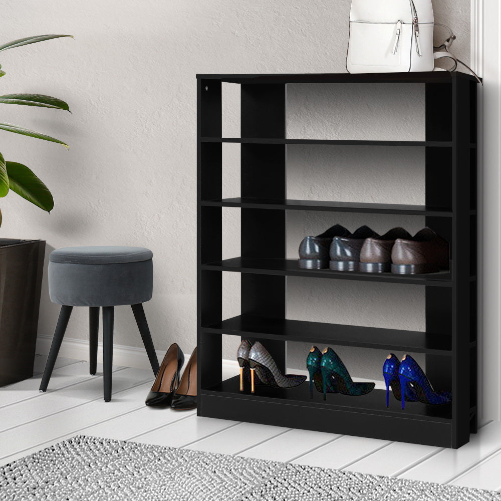 Artiss 6-Tier Shoe Rack Cabinet Black 30-Pair Storage