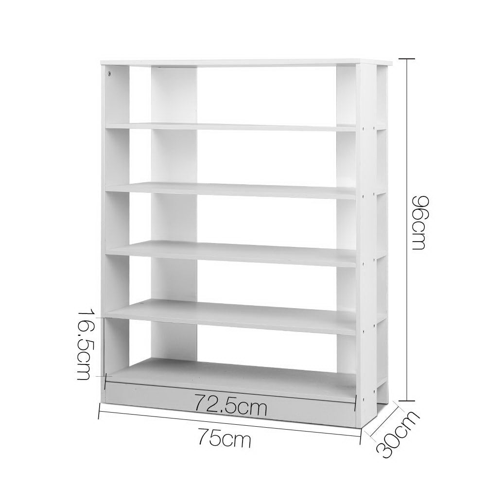 Artiss 6-Tier Shoe Rack Cabinet 30 Pairs White