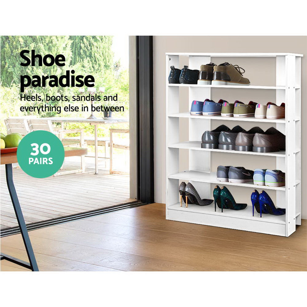 Artiss 6-Tier Shoe Rack Cabinet 30 Pairs White