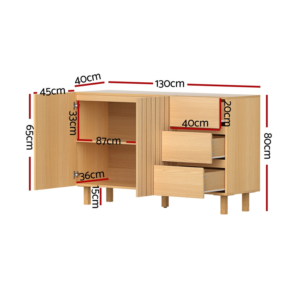 Artiss 130cm Buffet Sideboard Cabinet Pine Wood