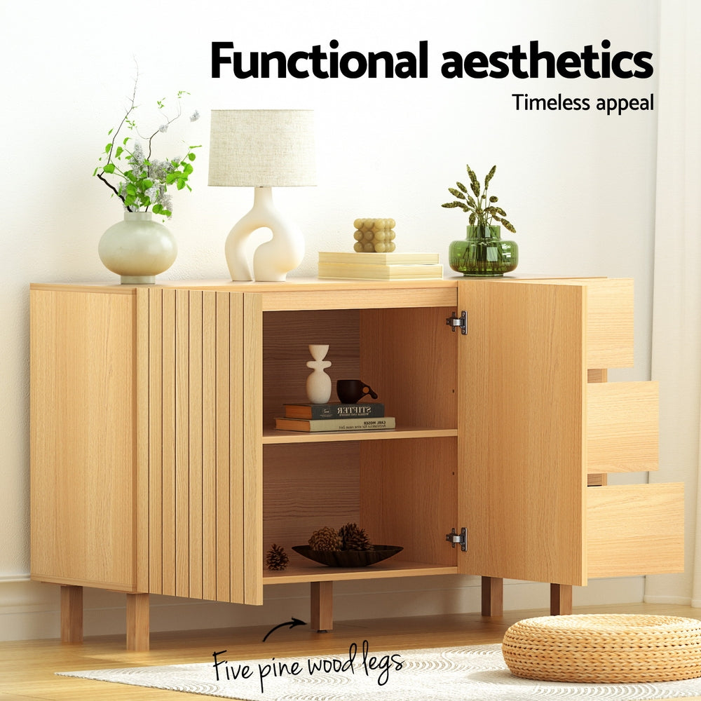 Artiss 130cm Buffet Sideboard Cabinet Pine Wood