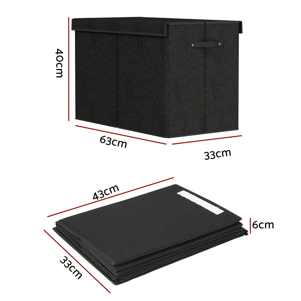 Keezi Large Toy Storage Box Foldable Black/Grey