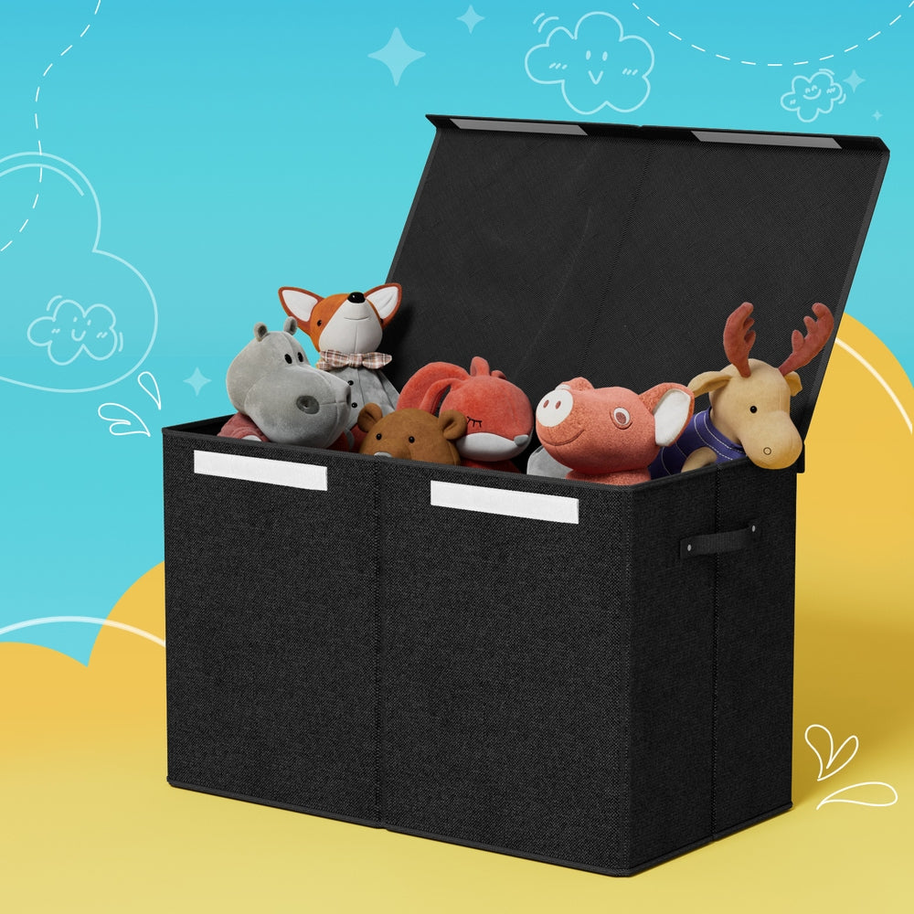 Keezi Large Toy Storage Box Foldable Black/Grey