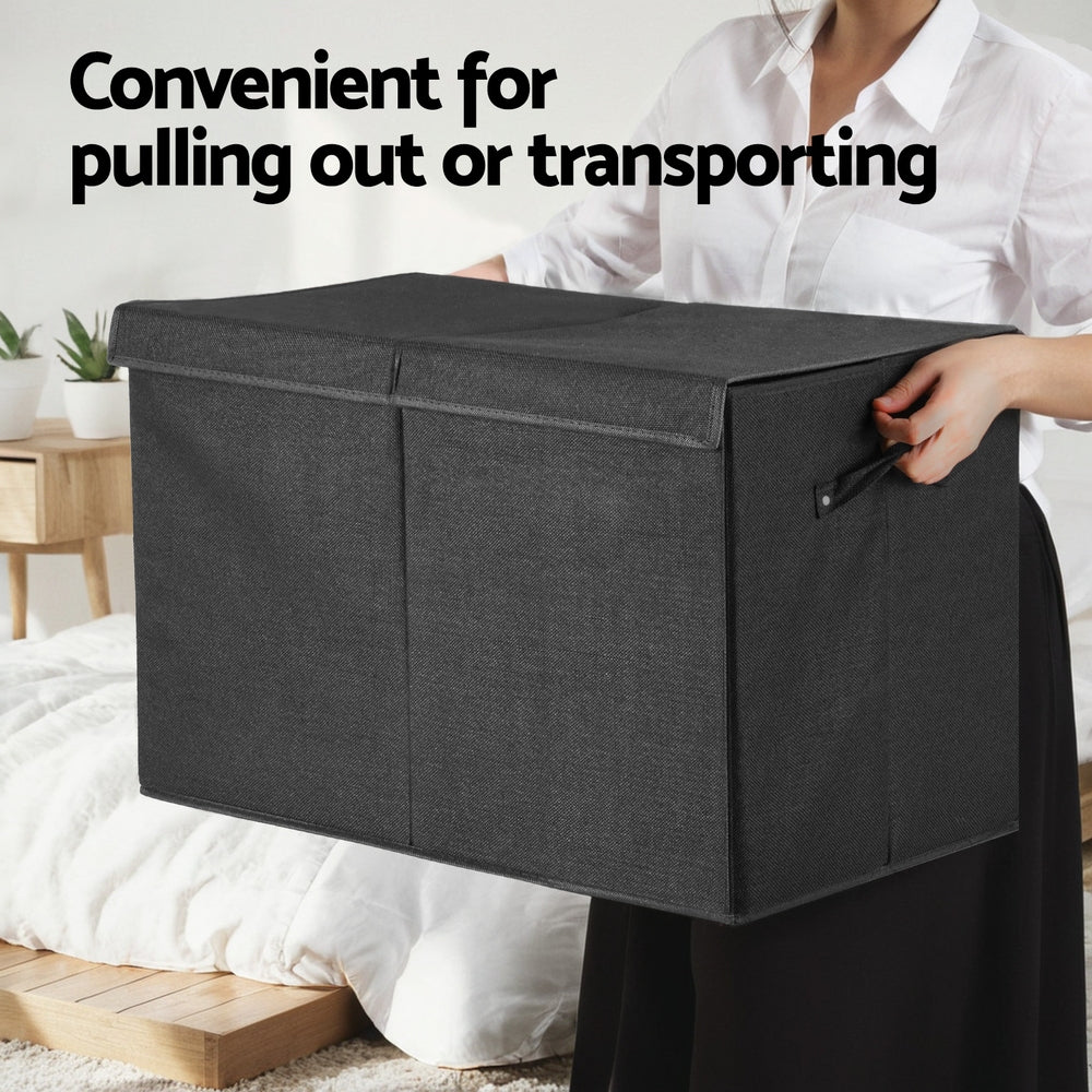 Keezi Large Toy Storage Box Foldable Black/Grey
