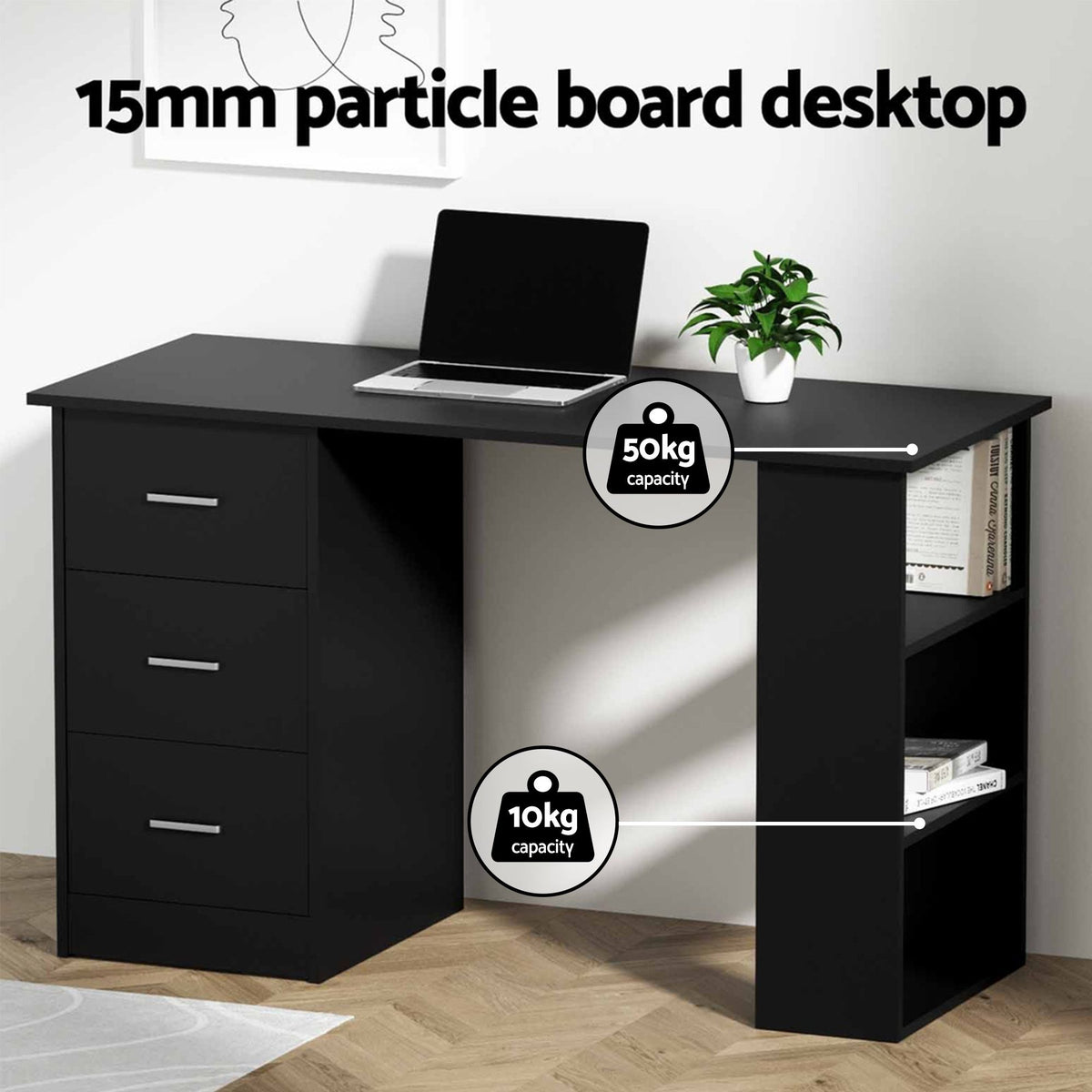 Artiss 120cm Office Desk and Chair Set with 3 Drawers