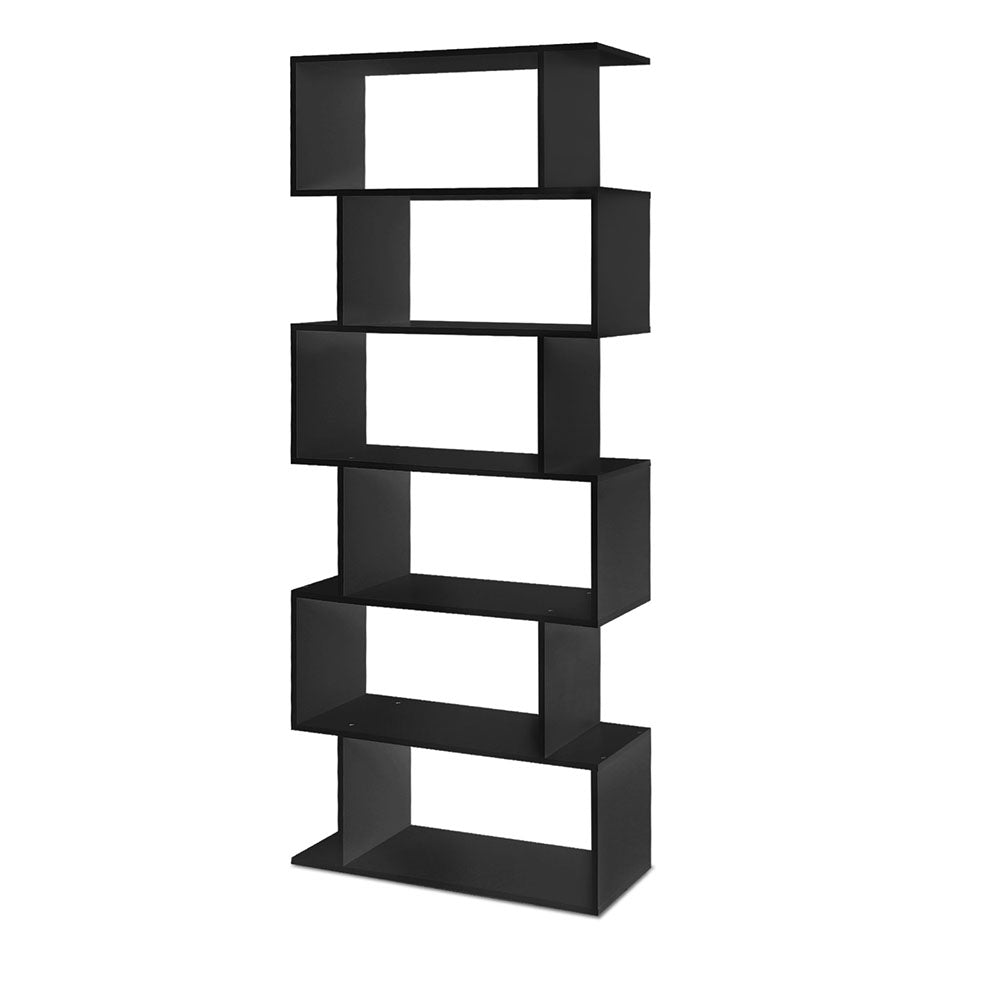 RIVA 6-Tier Bookshelf S-Shape Black