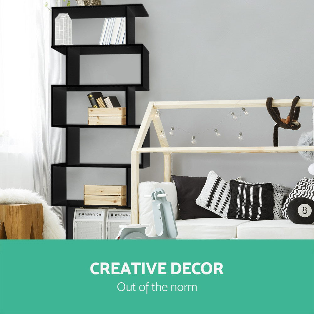 RIVA 6-Tier Bookshelf S-Shape Black