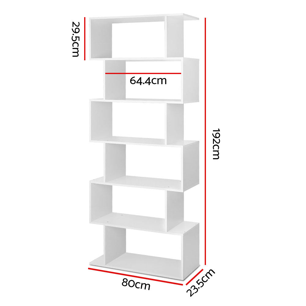 RIVA 6-Tier Bookshelf White