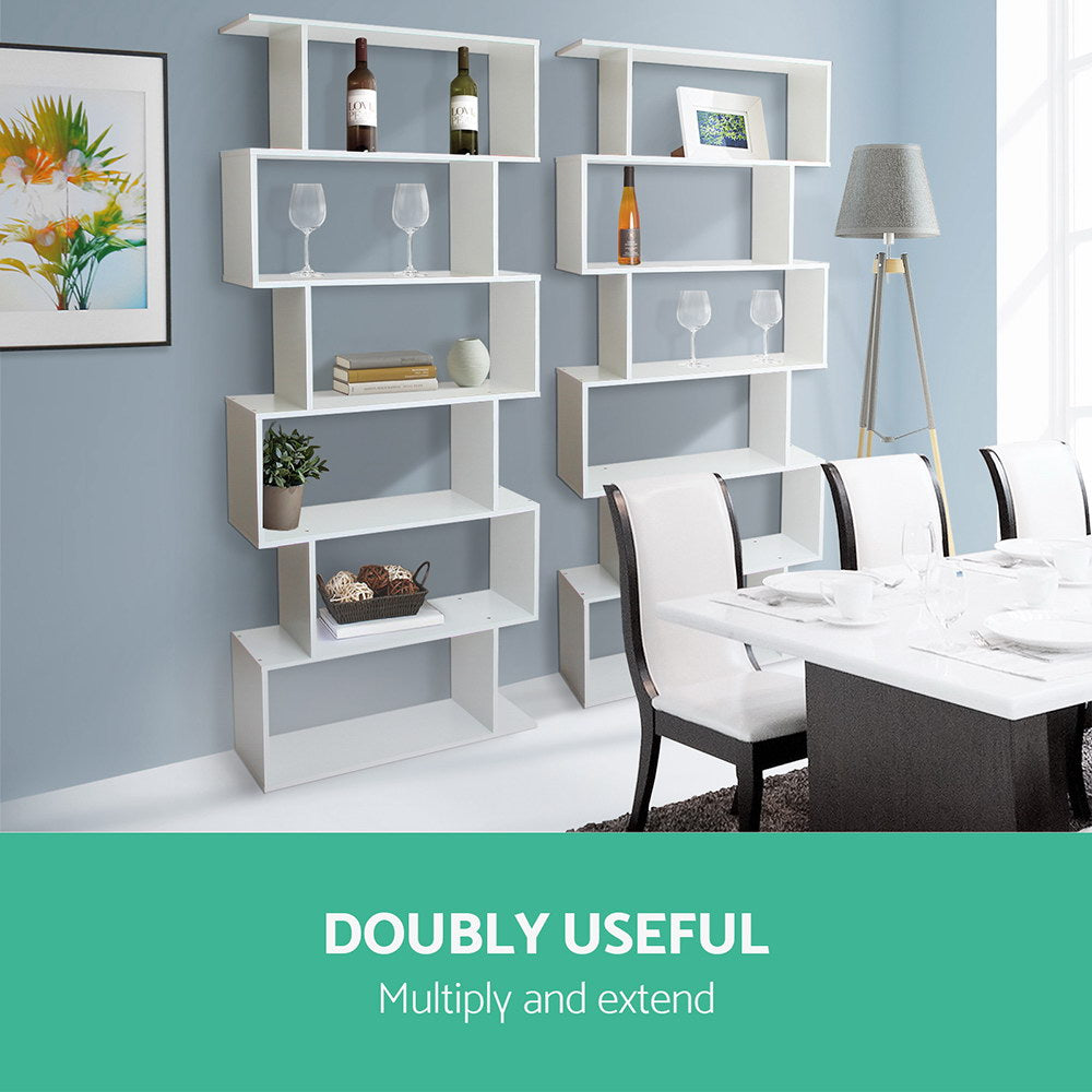 RIVA 6-Tier Bookshelf White