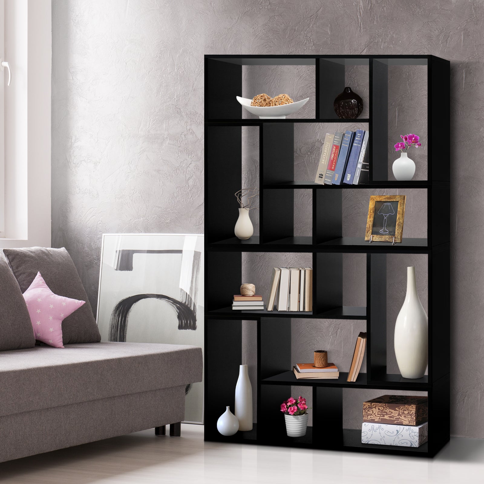 L-Shape DIY Bookshelf Black