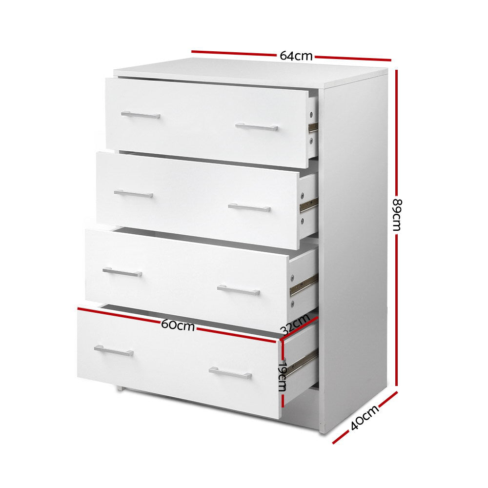 ANDES 4-Drawer Tallboy Chest White