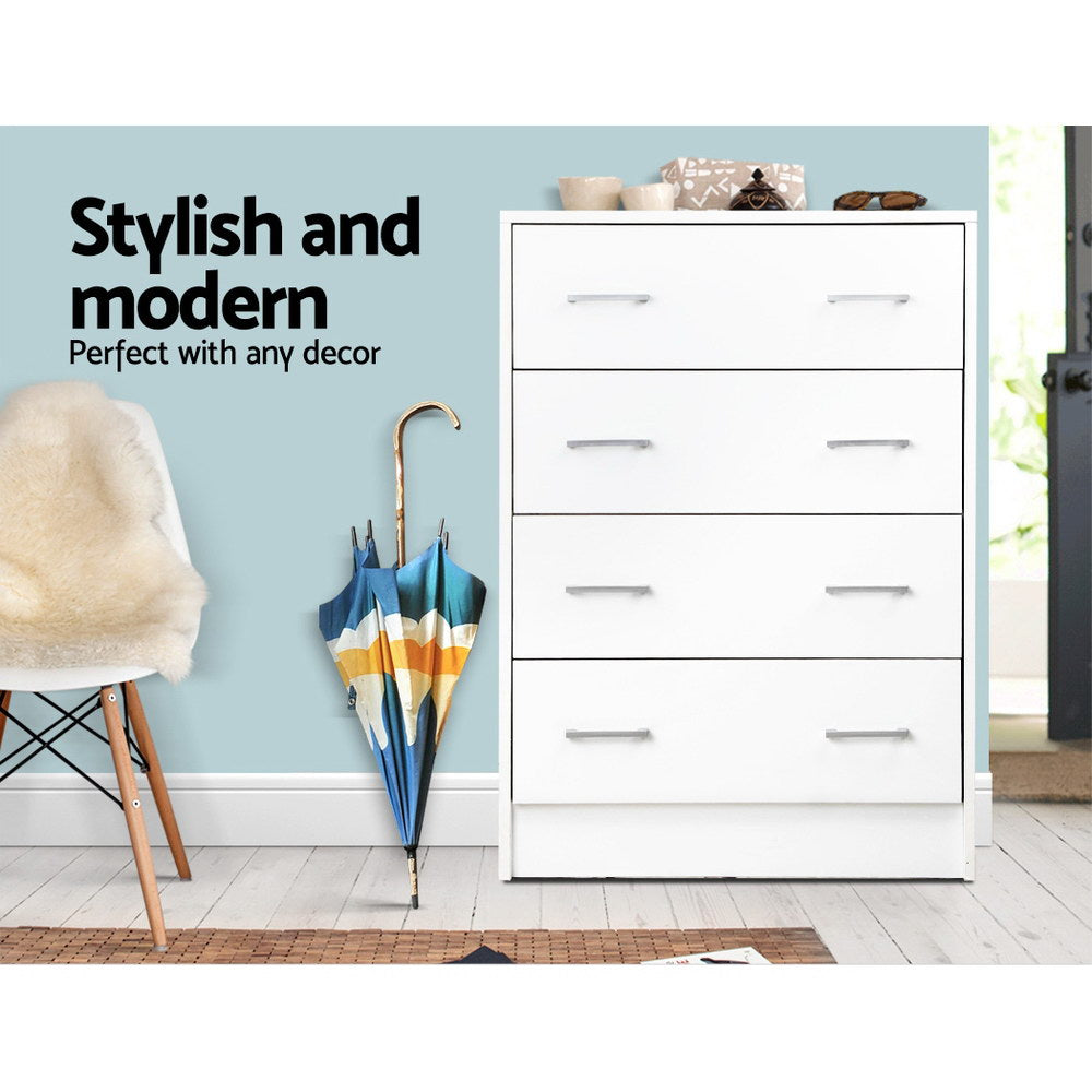 ANDES 4-Drawer Tallboy Chest White