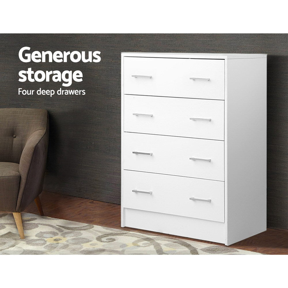 ANDES 4-Drawer Tallboy Chest White