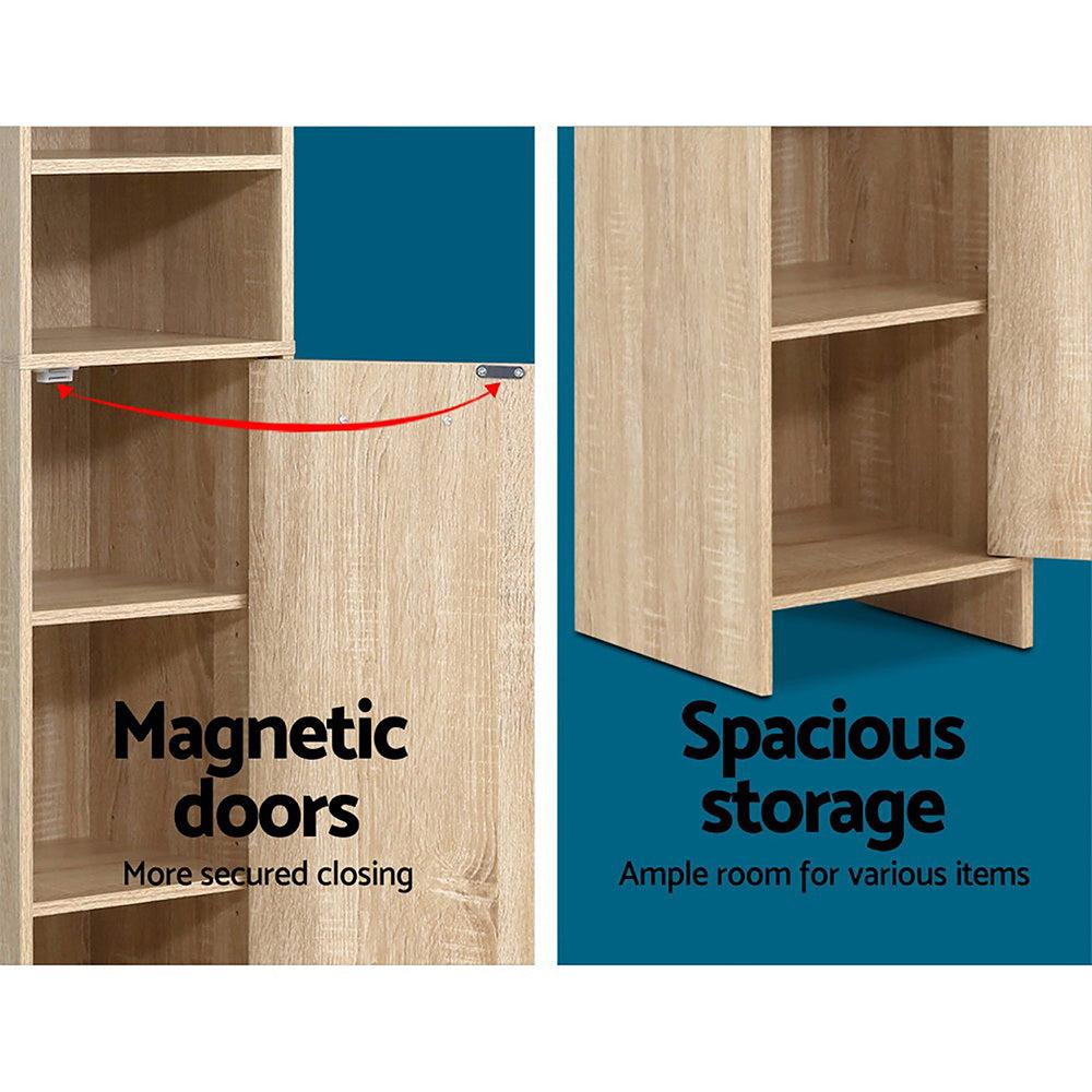 Tall Oak Bathroom Cabinet 185cm Wooden Storage