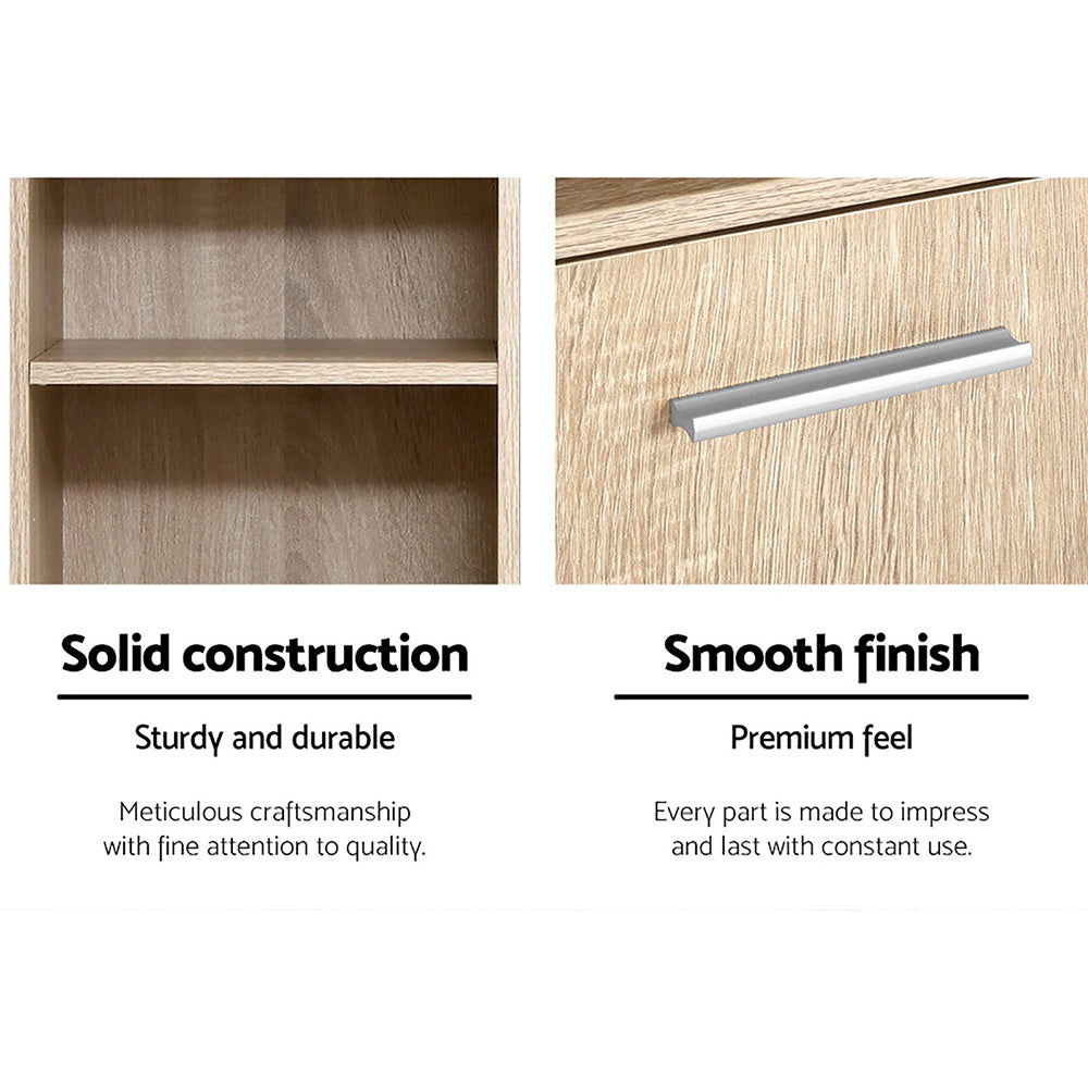 Tall Oak Bathroom Cabinet 185cm Wooden Storage