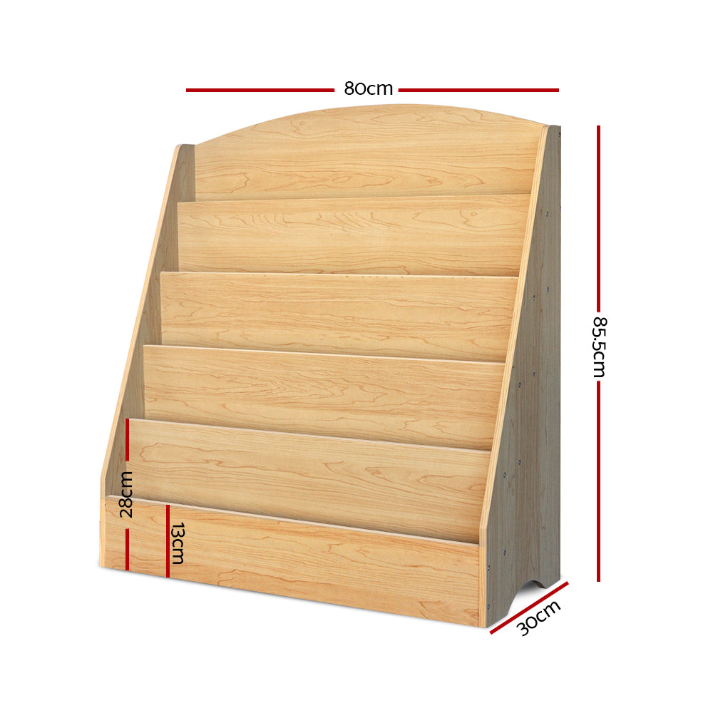 Keezi 5-Tier Kids Bookshelf Organiser Wooden