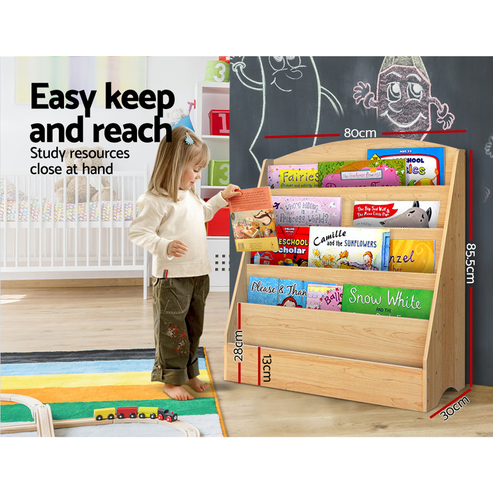 Keezi 5-Tier Kids Bookshelf Organiser Wooden