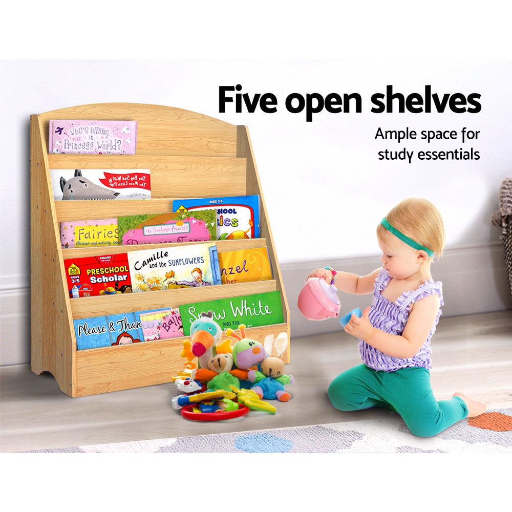 Keezi 5-Tier Kids Bookshelf Organiser Wooden