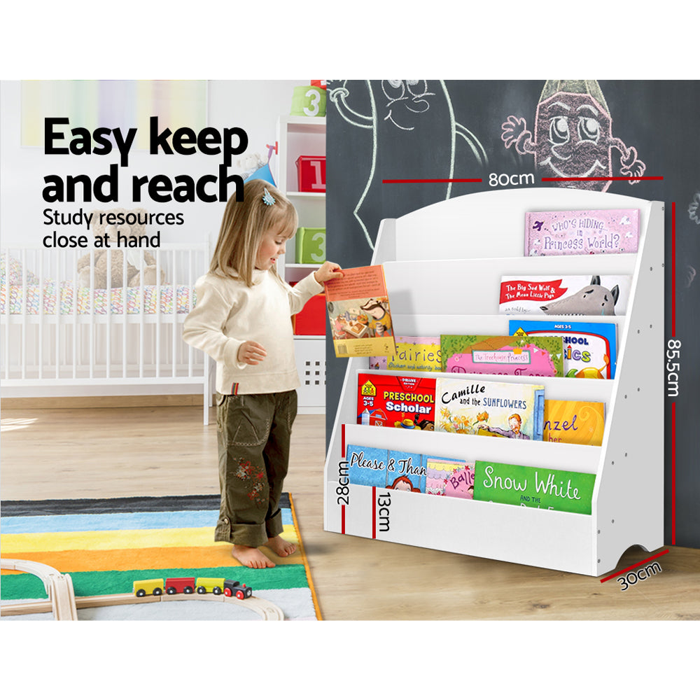 Keezi 5-Tier Kids Bookshelf Magazine Organiser White
