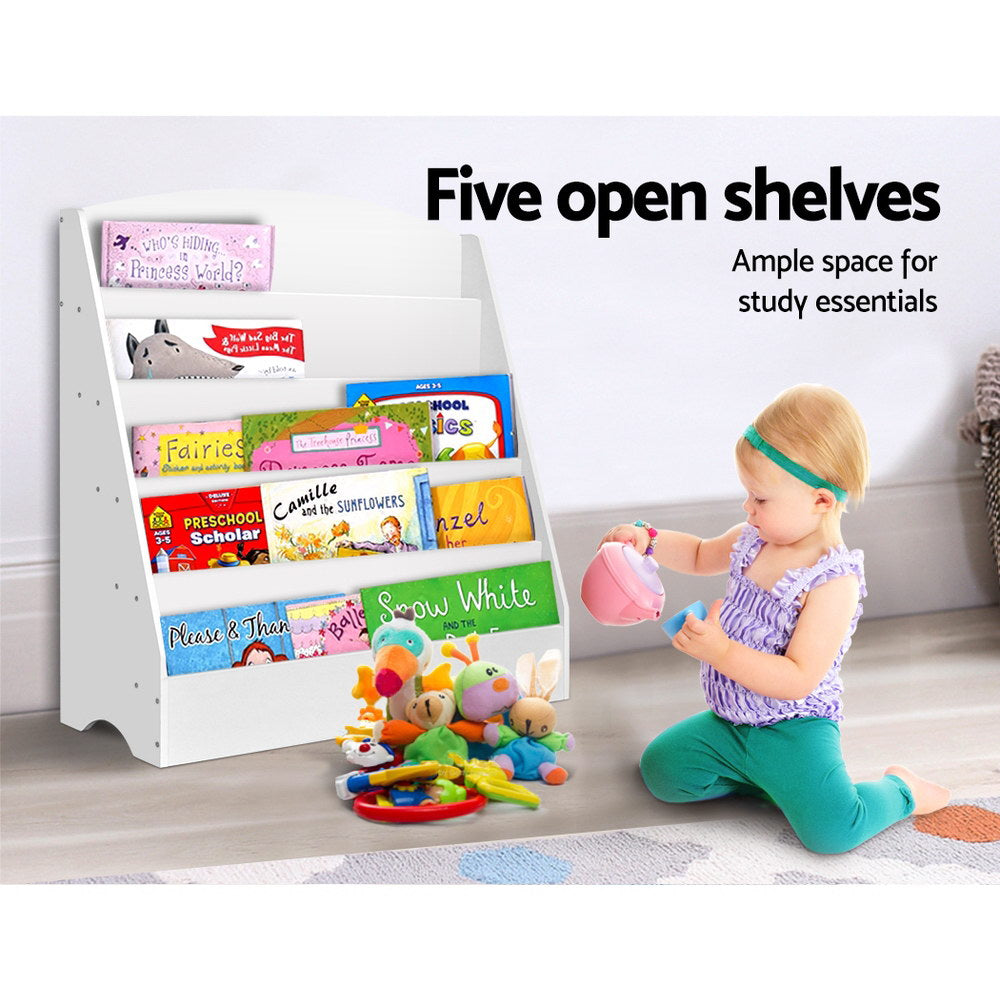 Keezi 5-Tier Kids Bookshelf Magazine Organiser White