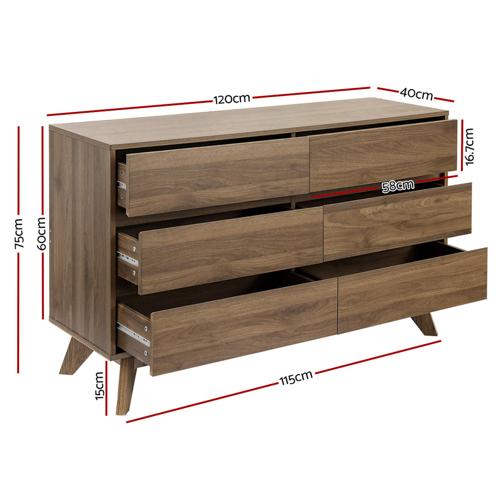 XAVI 6-Drawer Chest Walnut