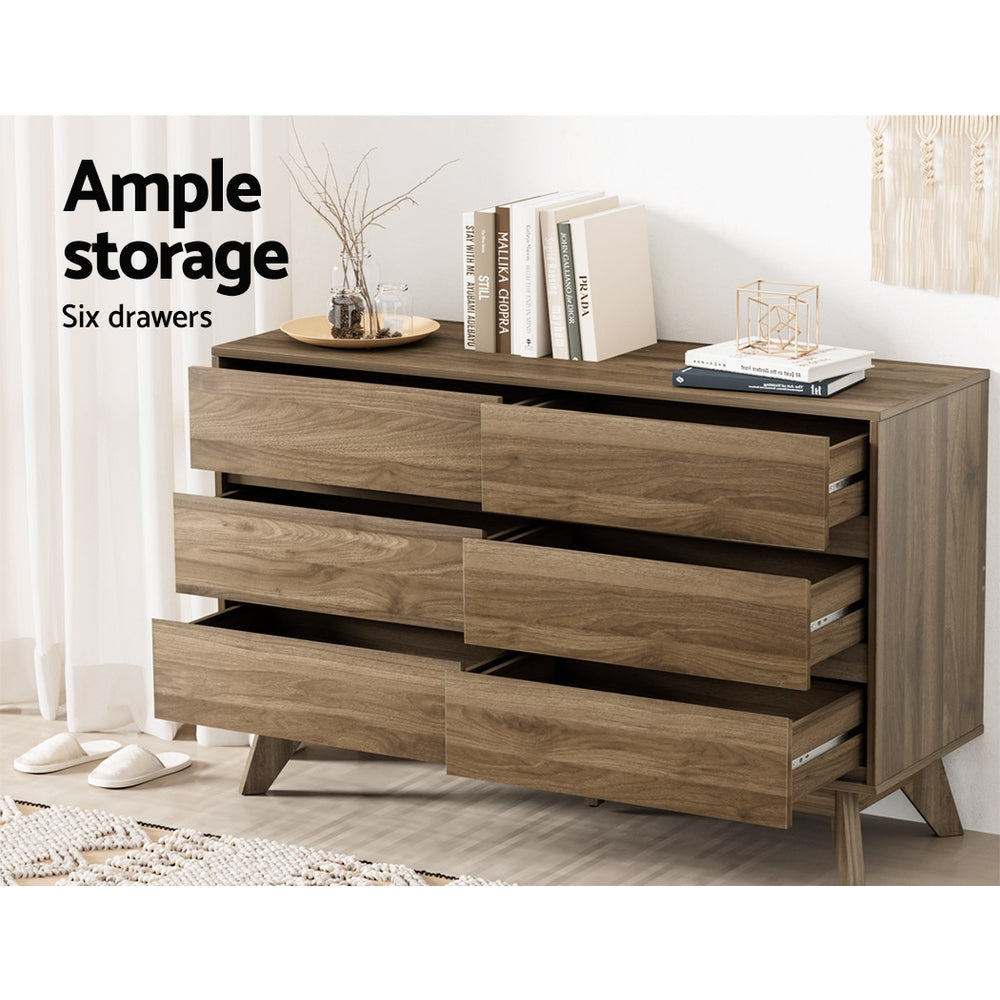 XAVI 6-Drawer Chest Walnut