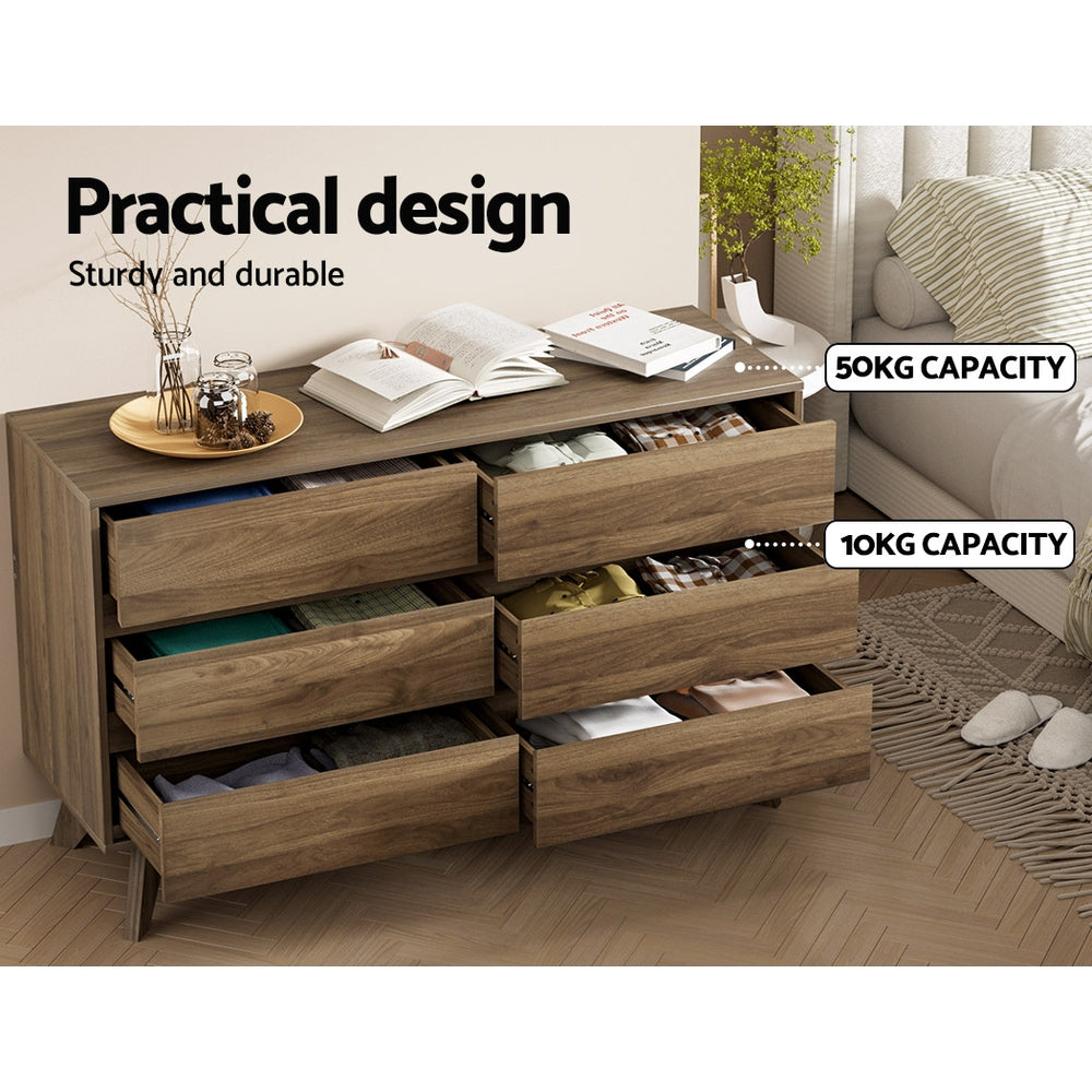 XAVI 6-Drawer Chest Walnut