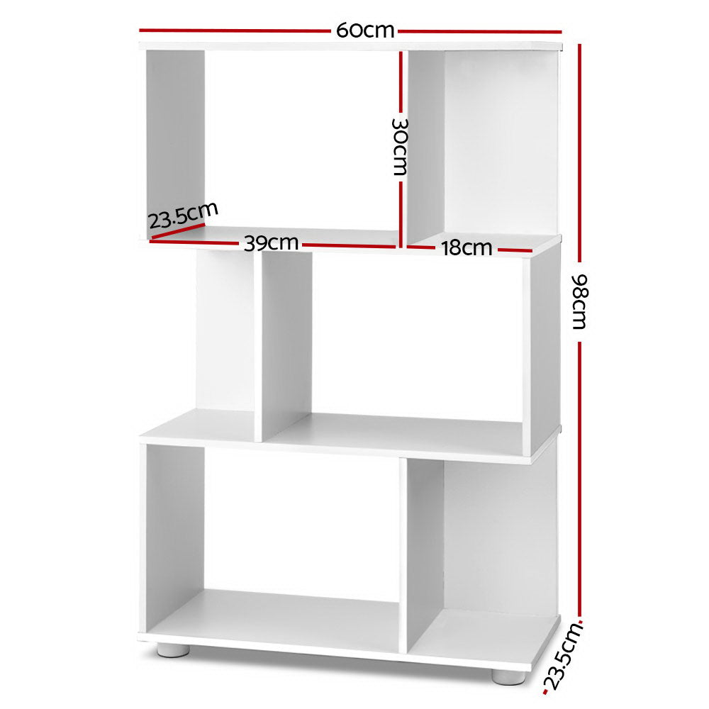 NINA 3-Tier Zig Zag Bookshelf White