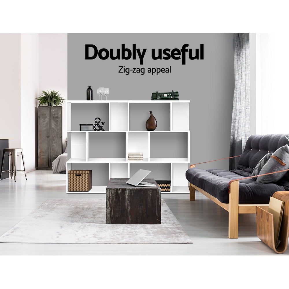 NINA 3-Tier Zig Zag Bookshelf White