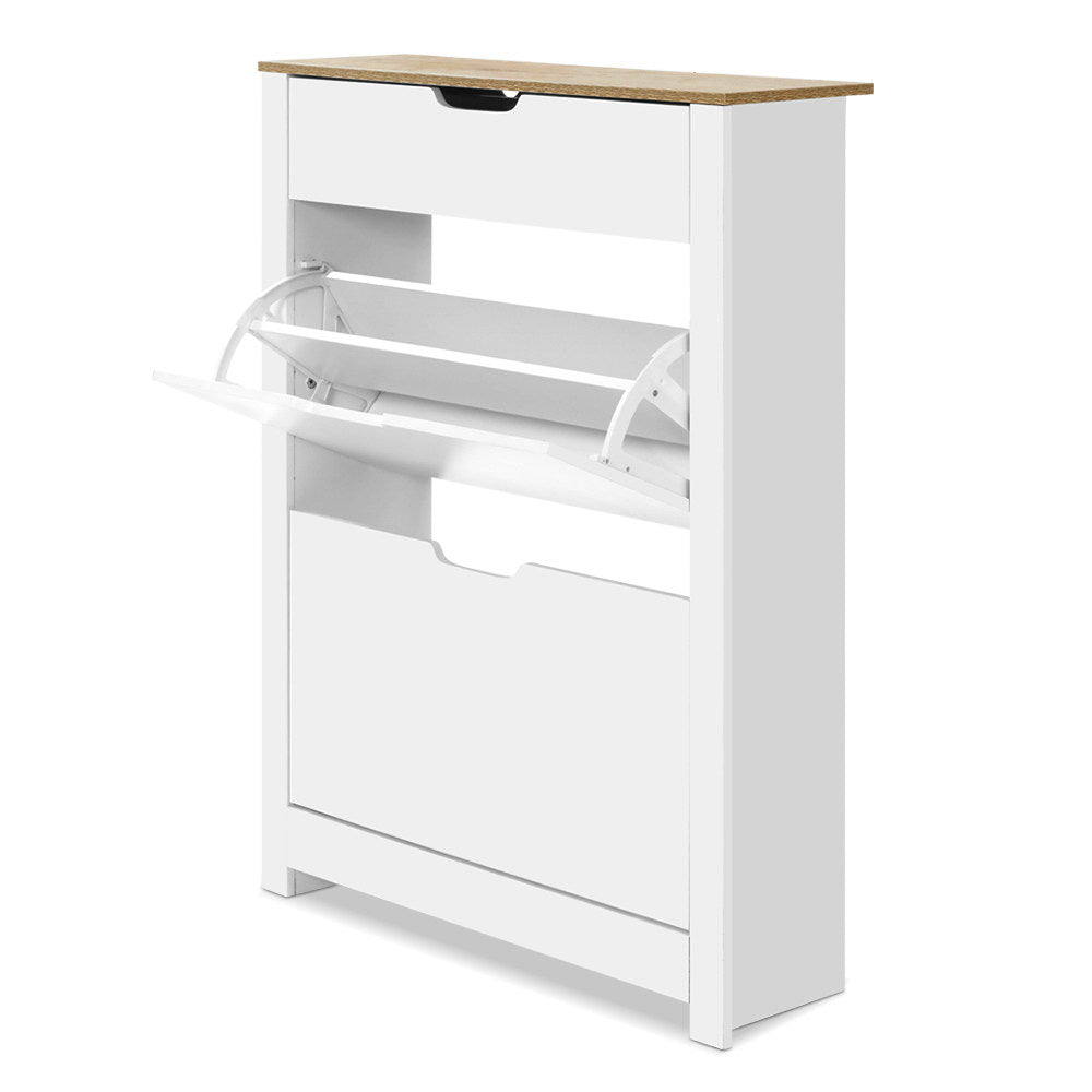 Ana 16-Pair Shoe Rack Cabinet White