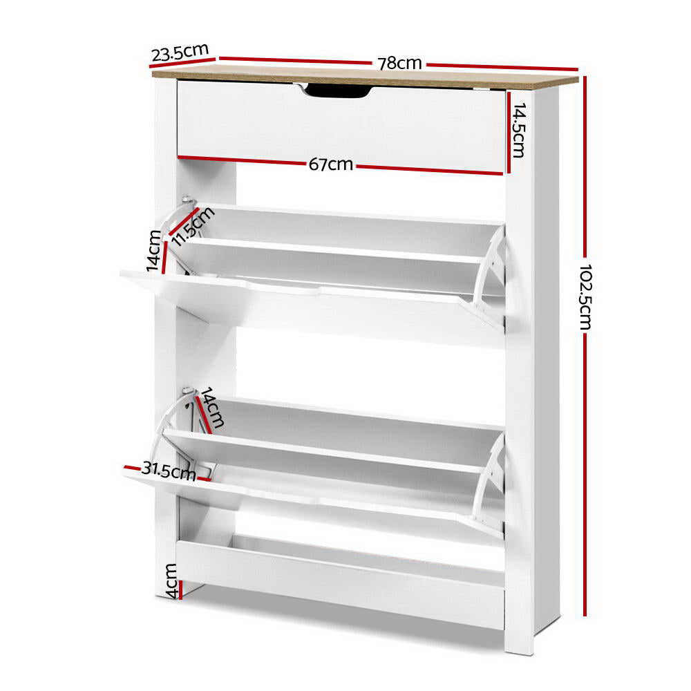 Ana 16-Pair Shoe Rack Cabinet White