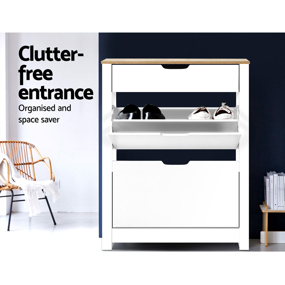 Ana 16-Pair Shoe Rack Cabinet White