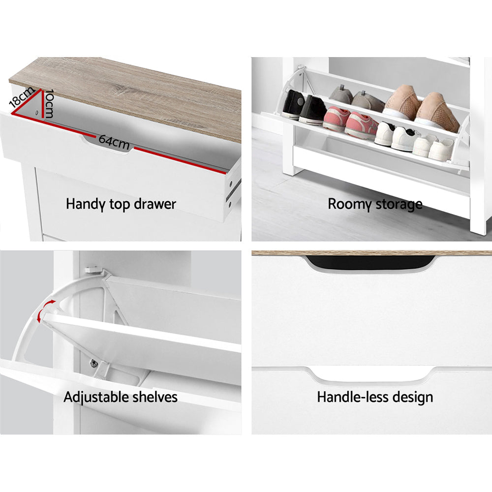 Ana 16-Pair Shoe Rack Cabinet White