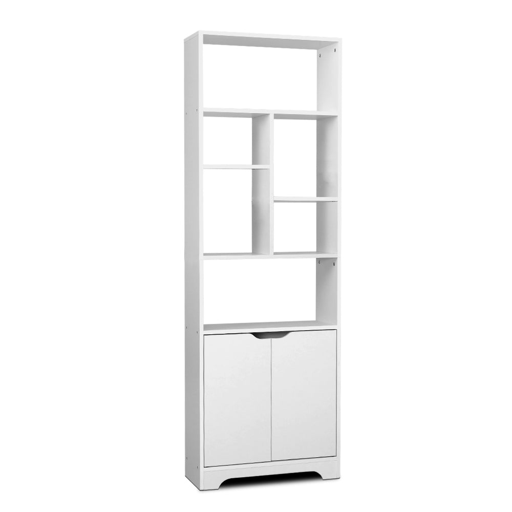 GINA White Bookshelf Cabinet Multi-Size Shelves