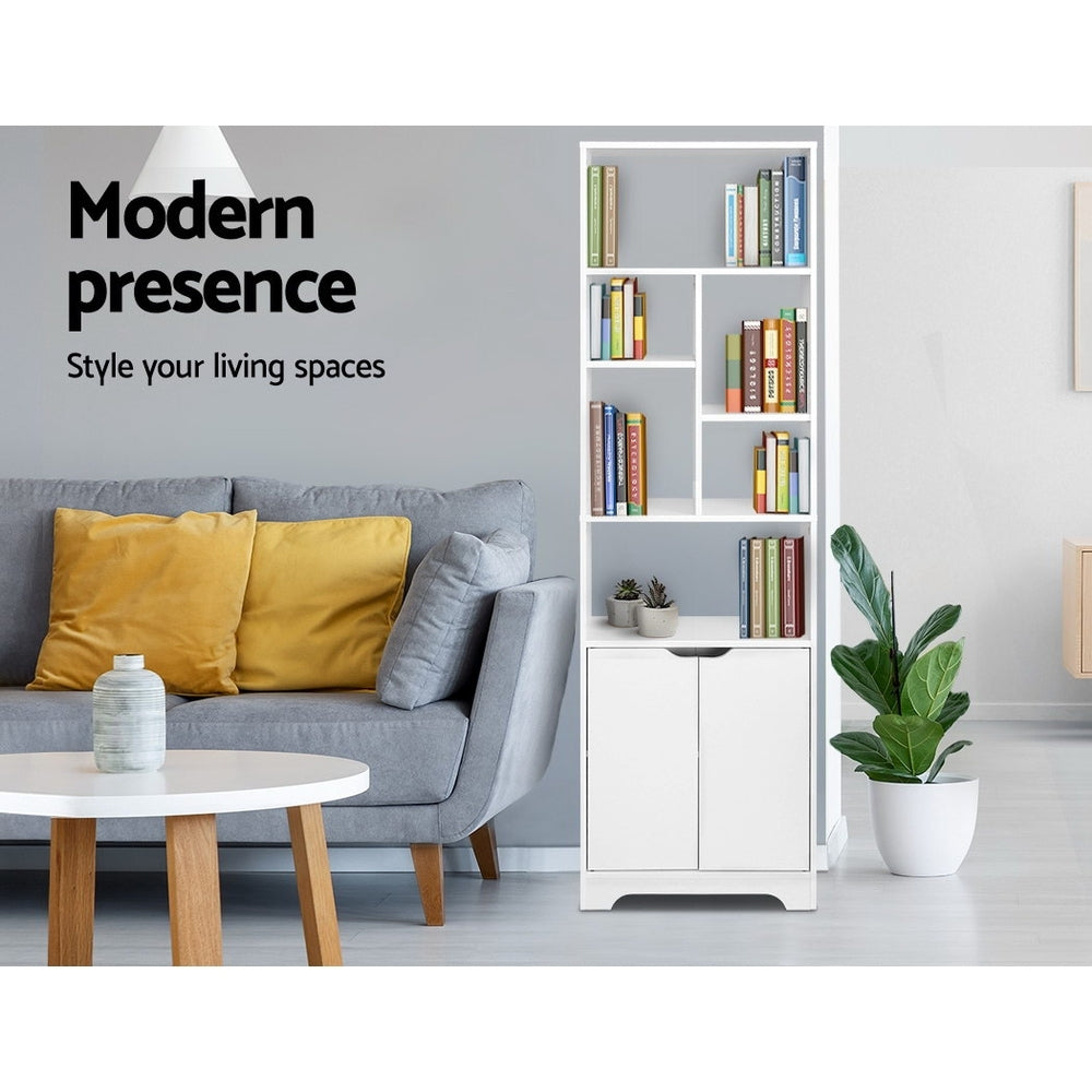GINA White Bookshelf Cabinet Multi-Size Shelves