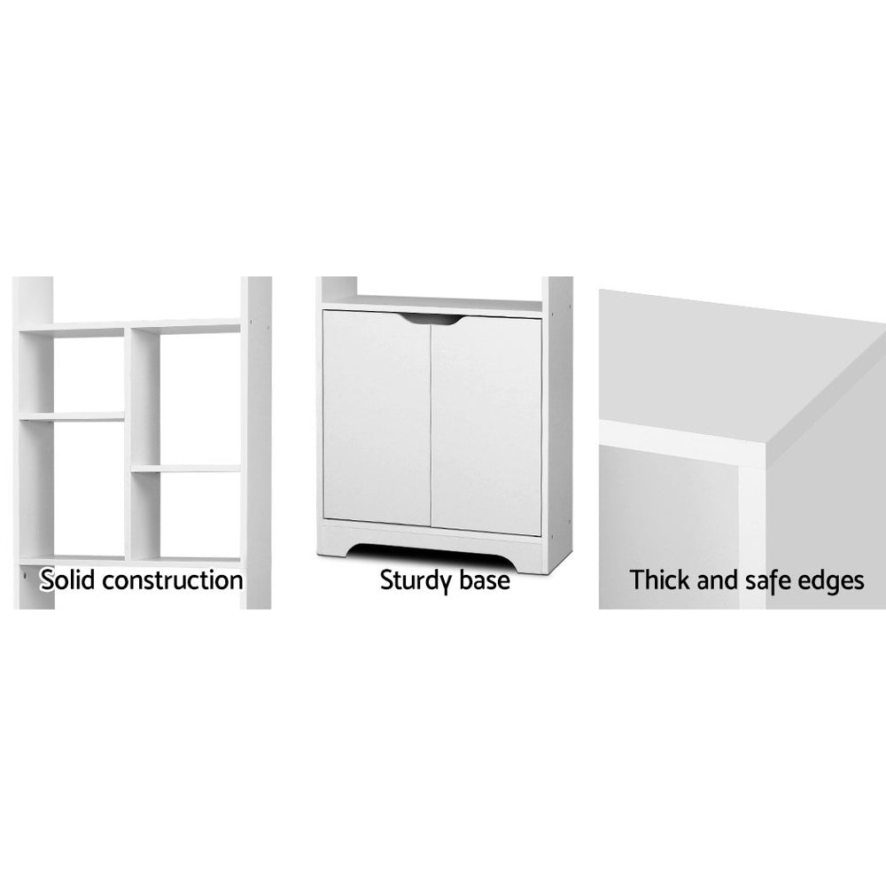 GINA White Bookshelf Cabinet Multi-Size Shelves