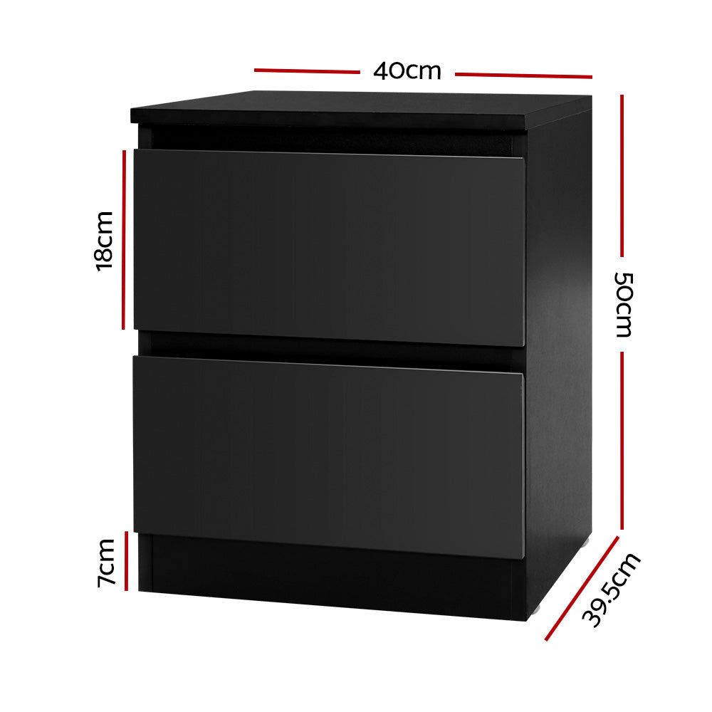 Pepe 2-Drawer Bedside Table Black