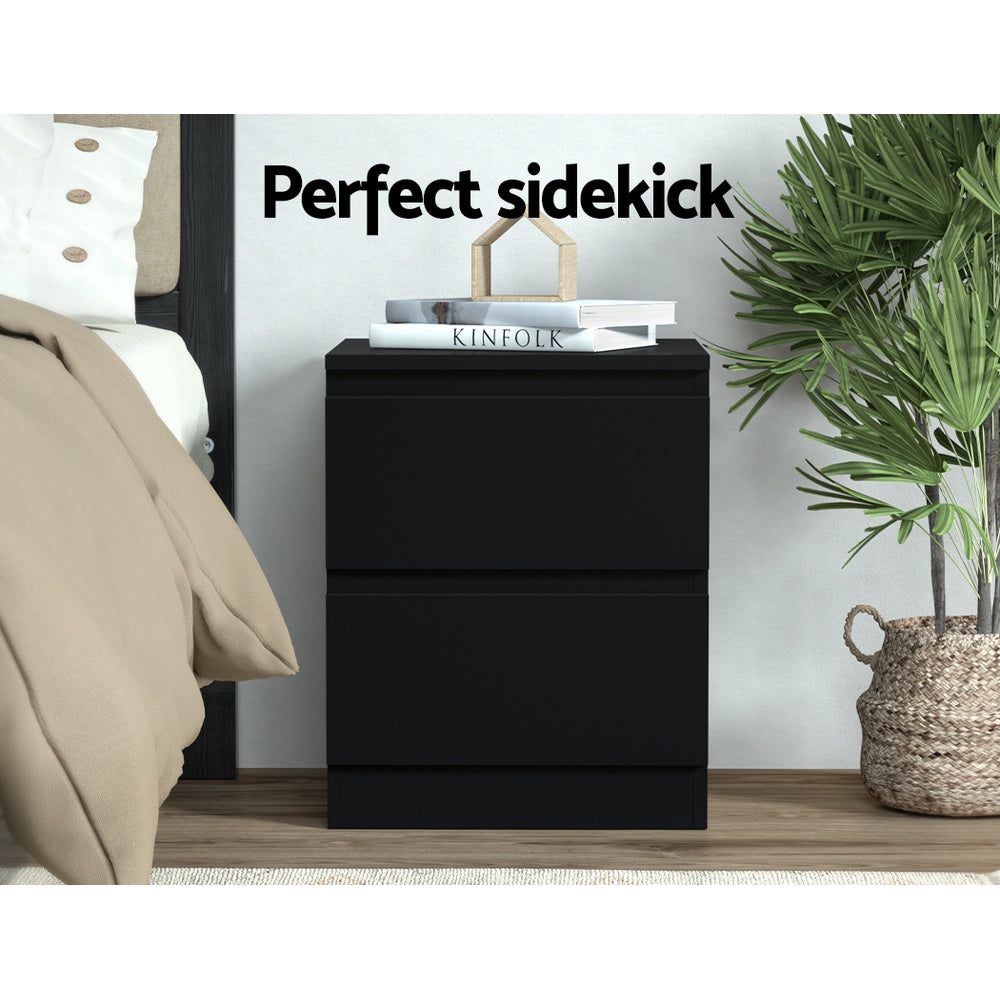 Pepe 2-Drawer Bedside Table Black