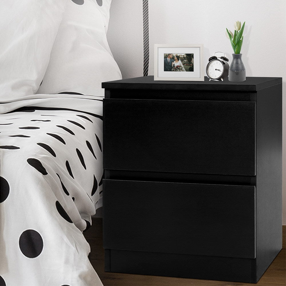 Pepe 2-Drawer Bedside Table Black
