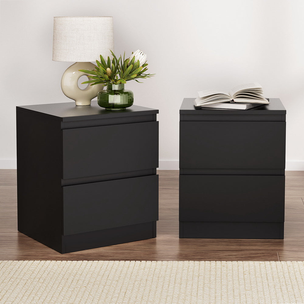 Pepe Black Bedside Tables 2-Drawer Set
