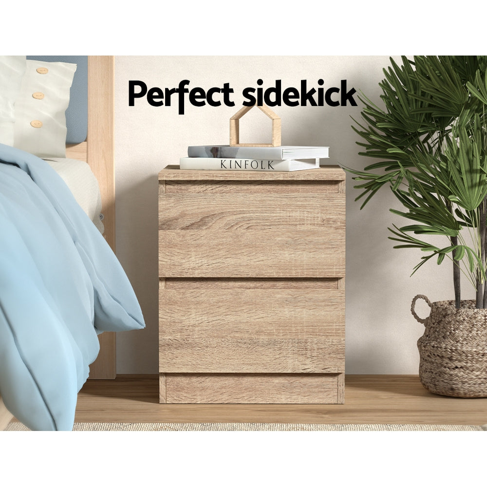 PEPE Oak Bedside Tables 2-Drawer Set