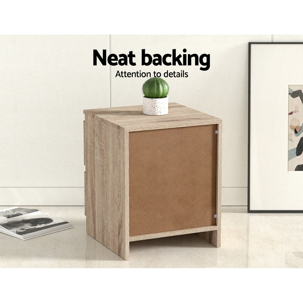 Pepe 2 Drawer Bedside Table with Storage Pair Oak