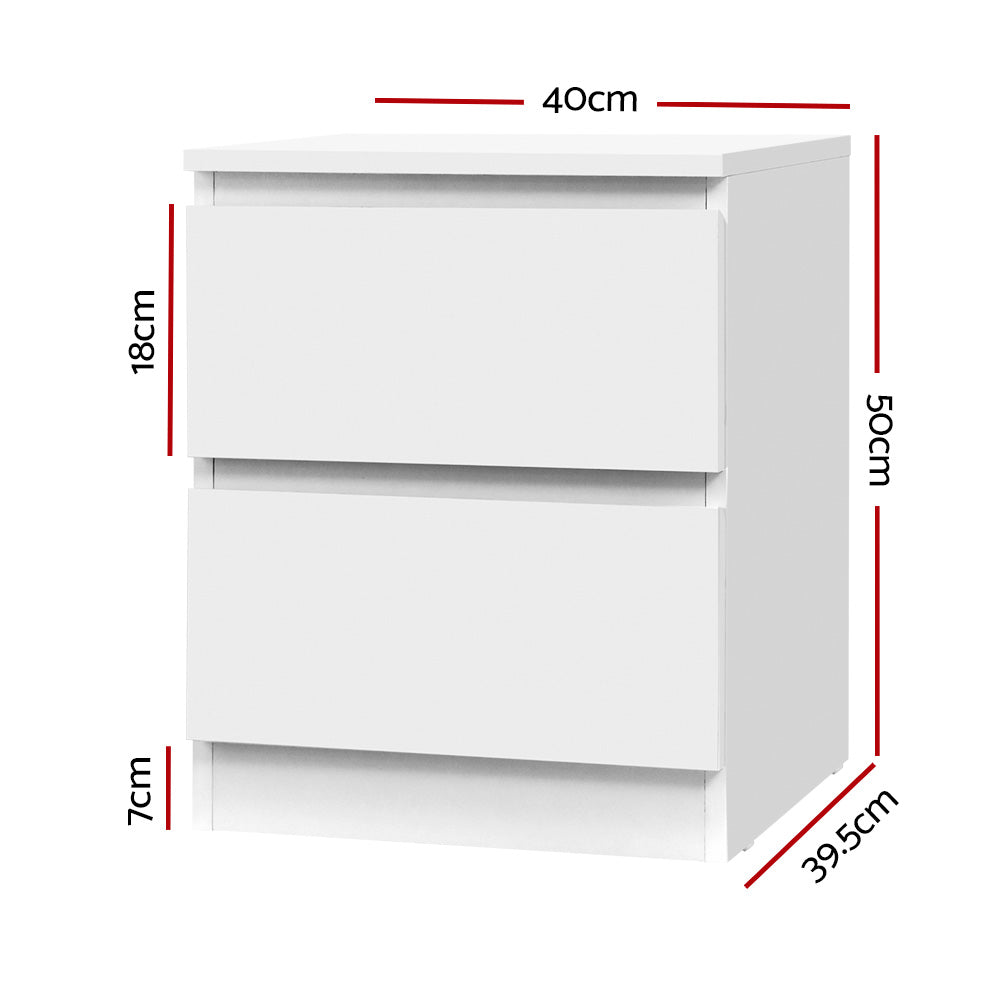 PEPE Bedside Table 2 Drawers White