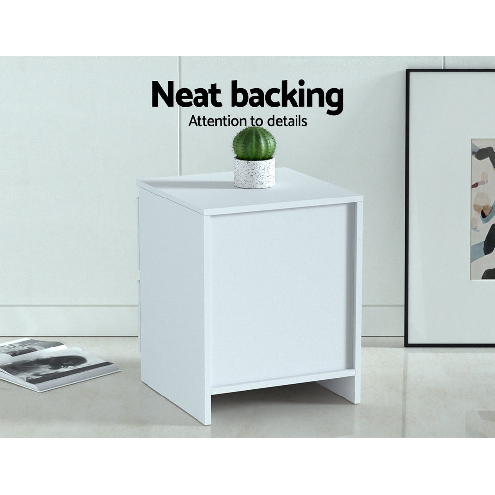 PEPE Bedside Table 2 Drawers White