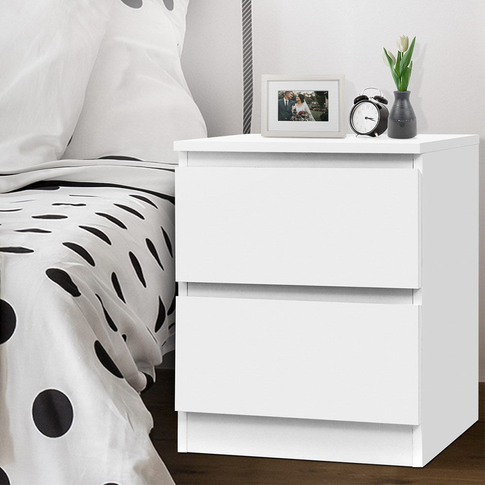 PEPE Bedside Table 2 Drawers White