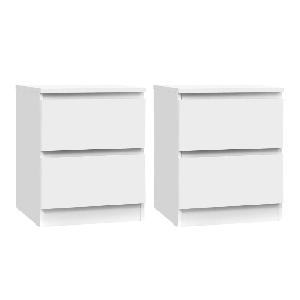 Pepe Bedside Table with 2 Drawers, Set of 2 in White